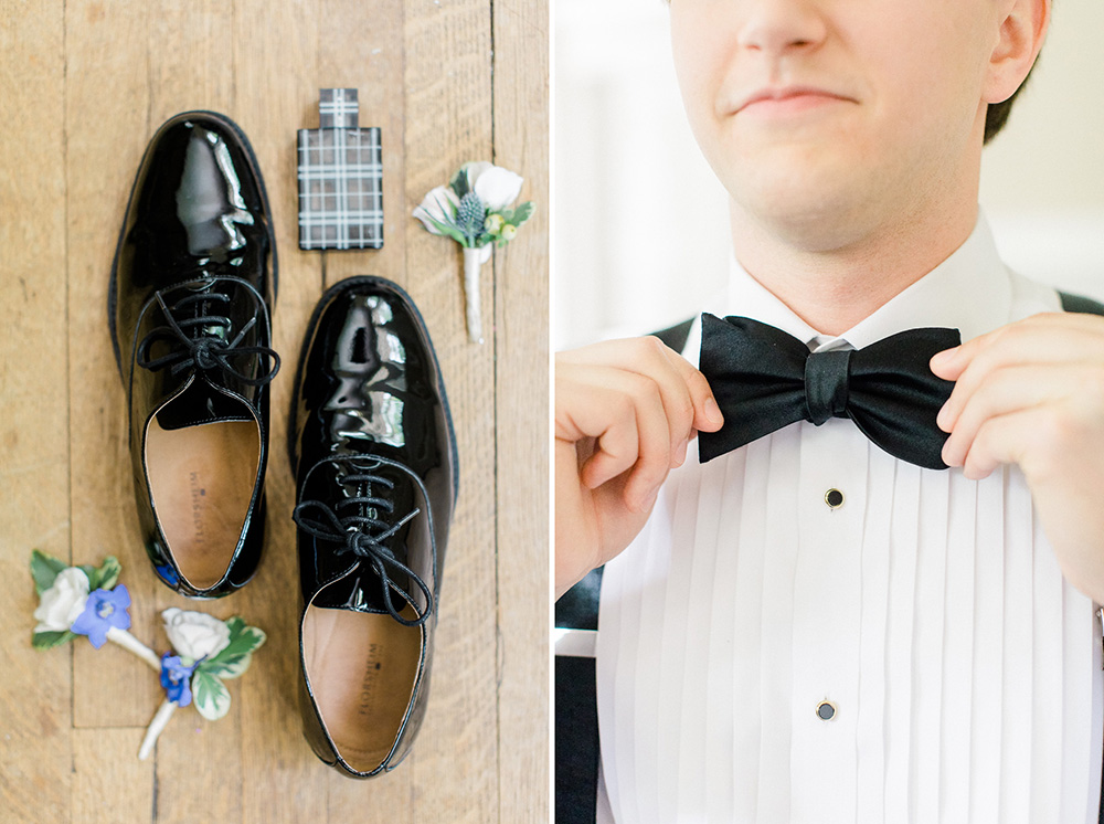 groom's shoes and details getting ready for wedding