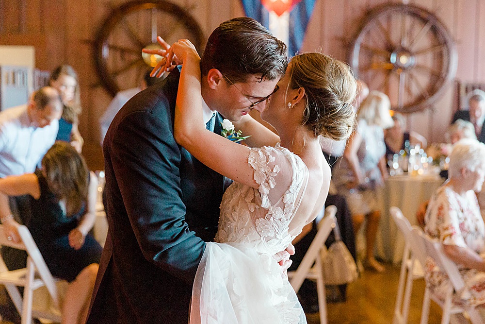 bride and groom first dance at a corinthian yacht club wedding