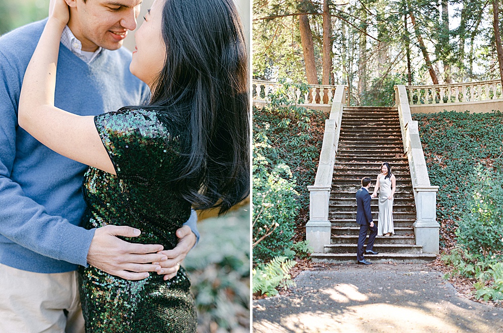 engagement session with old Italian staircase in Atlanta