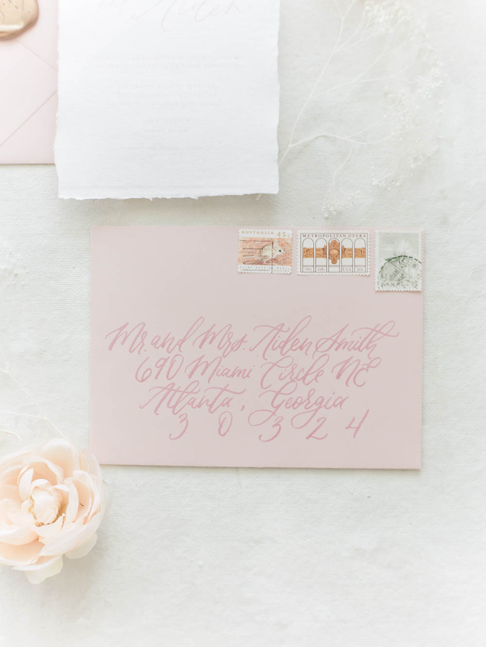 wedding envelope calligraphy by Lairsey Paper Co