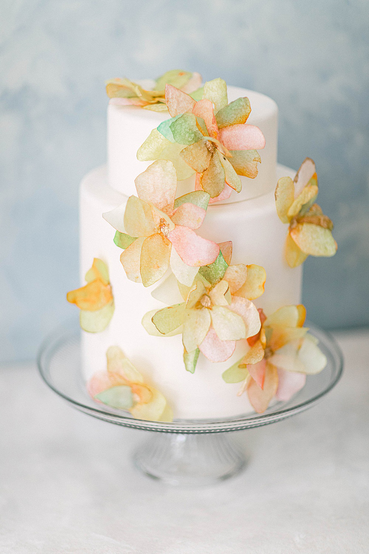  pastel paper flower wedding cake