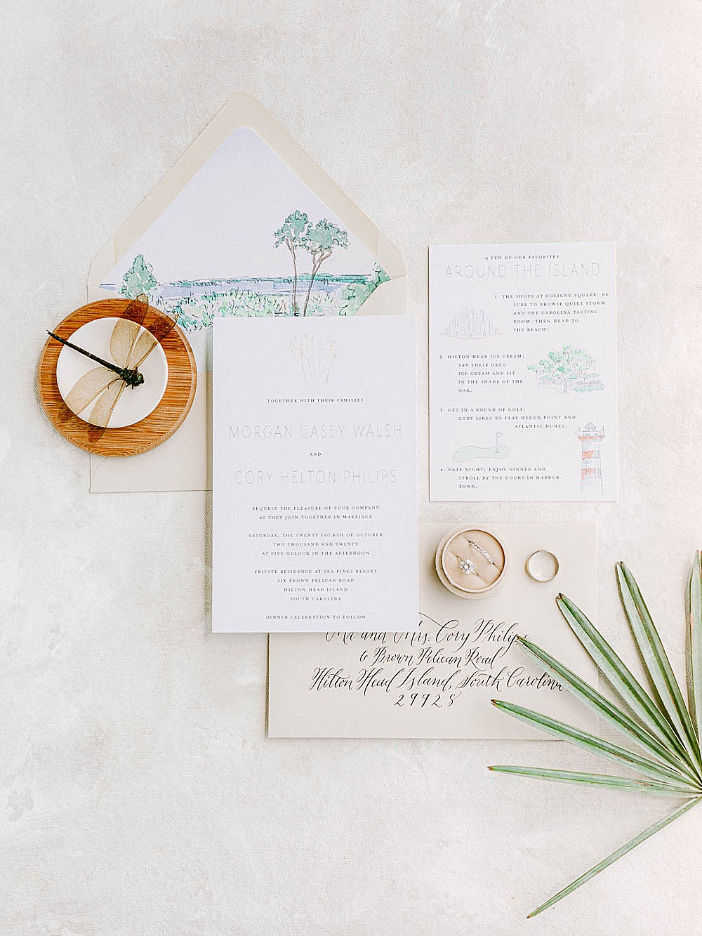 Custom wedding invitation for a Sea Pines Wedding