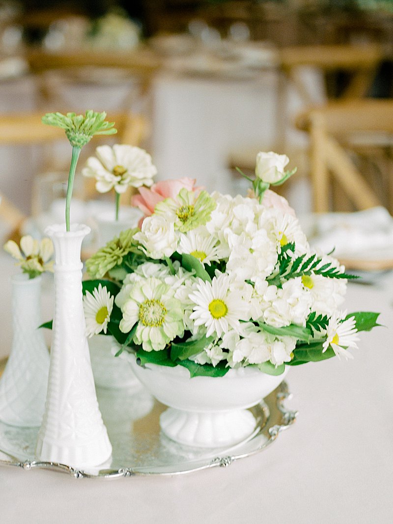 Daisy centerpieces for a Moores Mill Club wedding reception