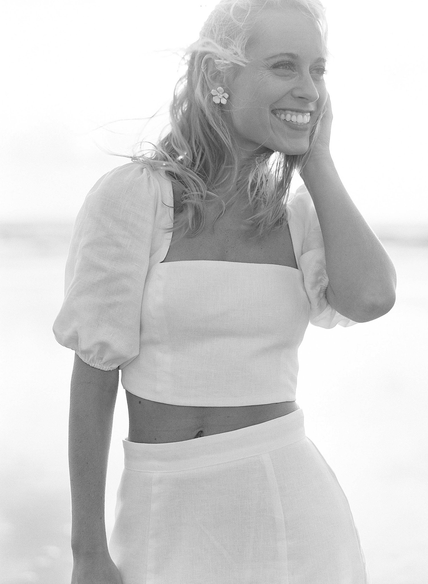 White Two Piece dress for outfit inspiration for a beach engagement session