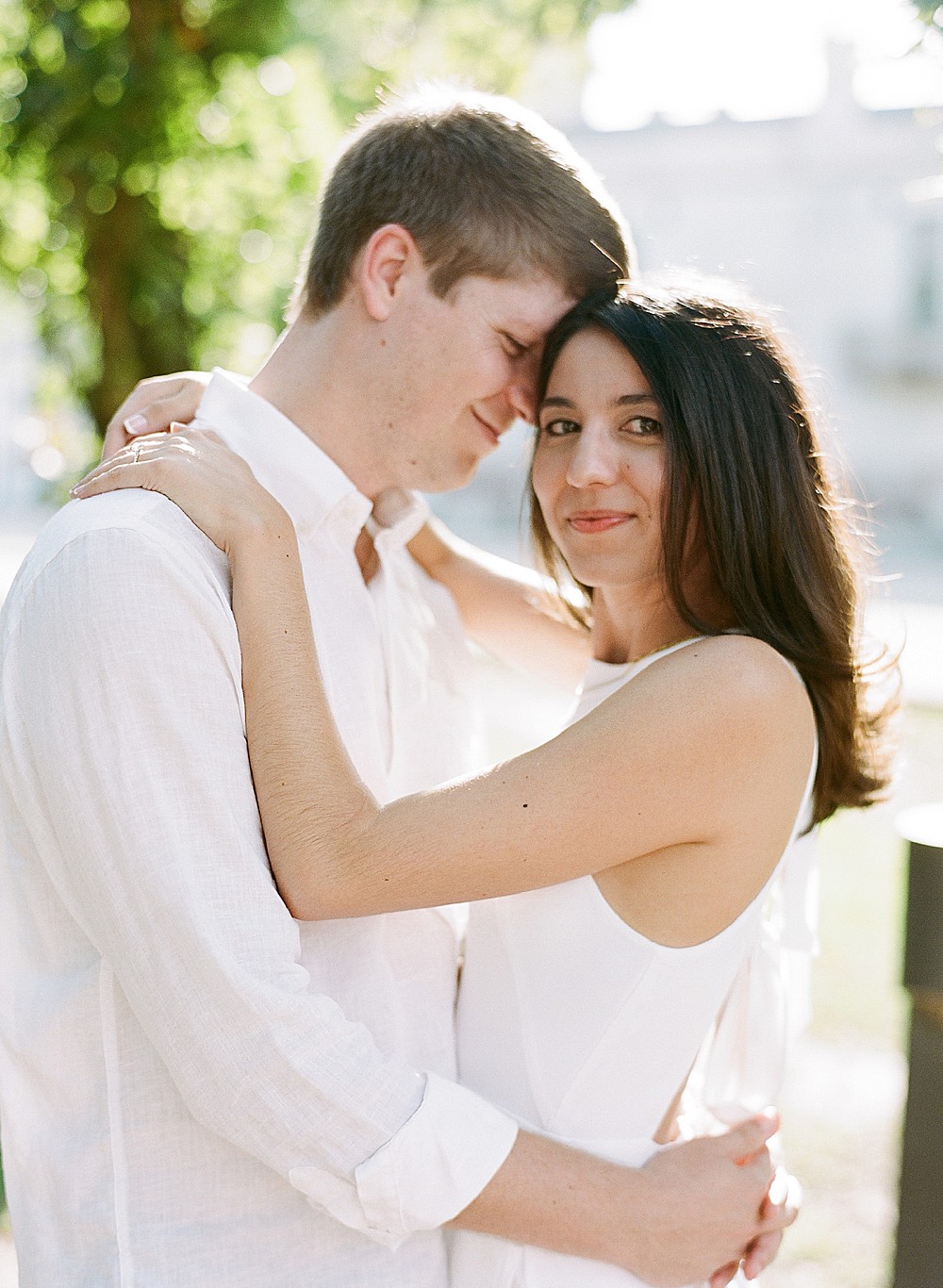 Fine art film engagement photography in Downtown Augusta