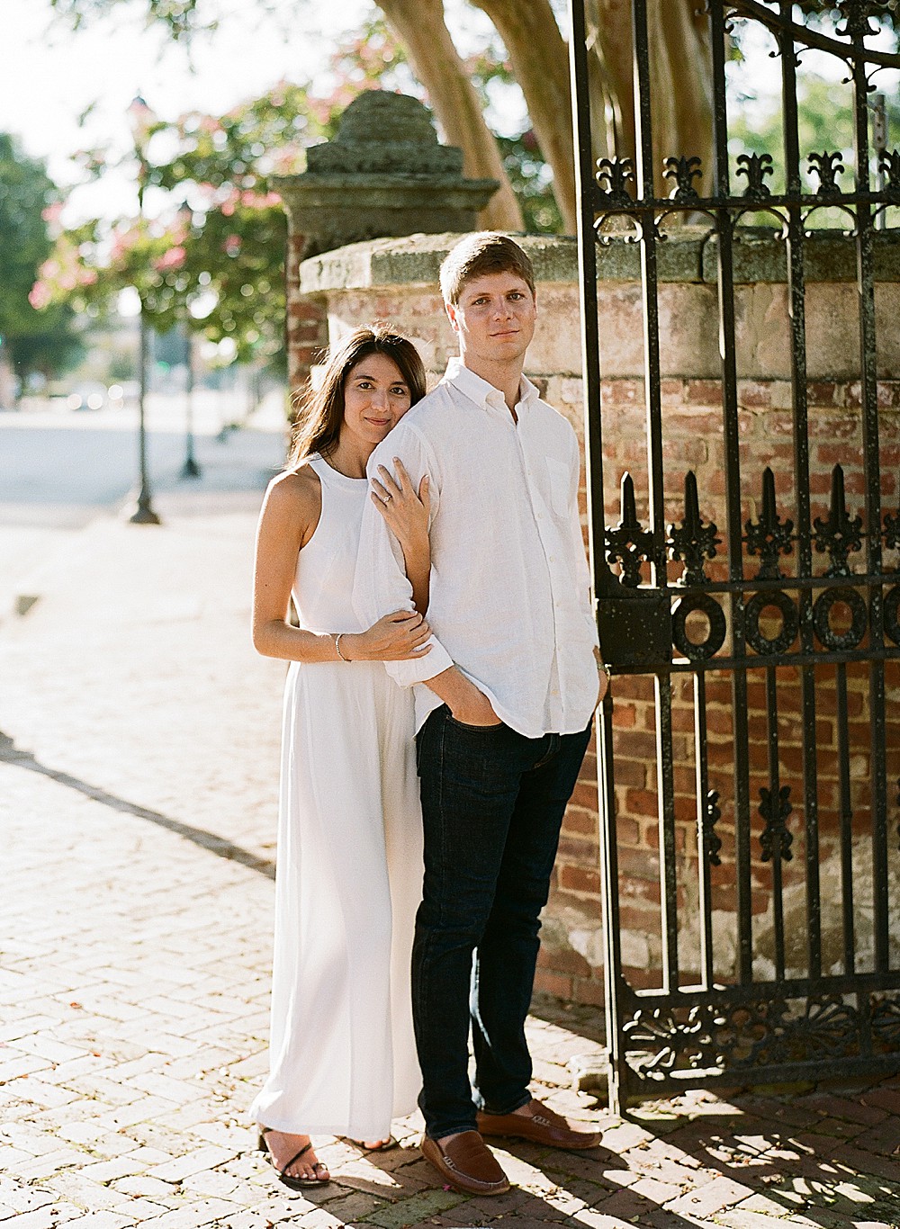 Engagement portrait out side of Saint Paul's Church in Augusta, Georgia