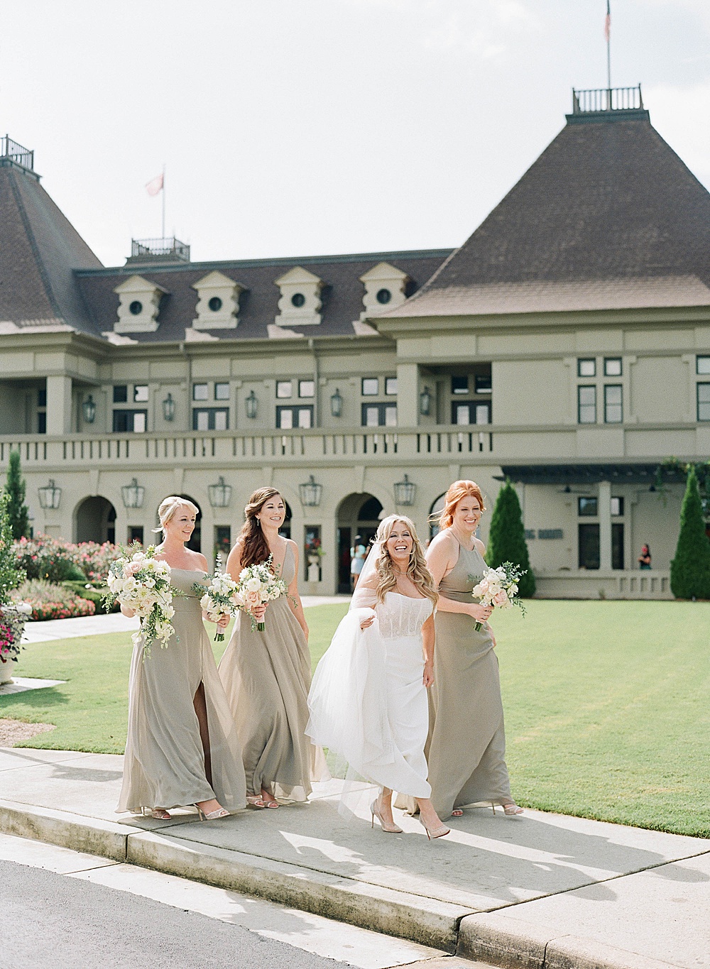 Chateau Elan Wedding with bridesmaids in sage green